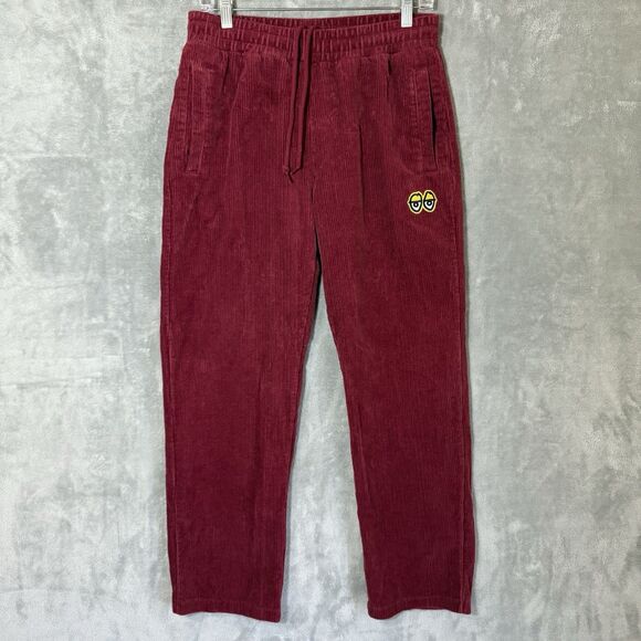 Krooked Eyes Corduroy Skateboard Pants Men M Red Maroon Skate Street Retro Y2K - Picture 2 of 11